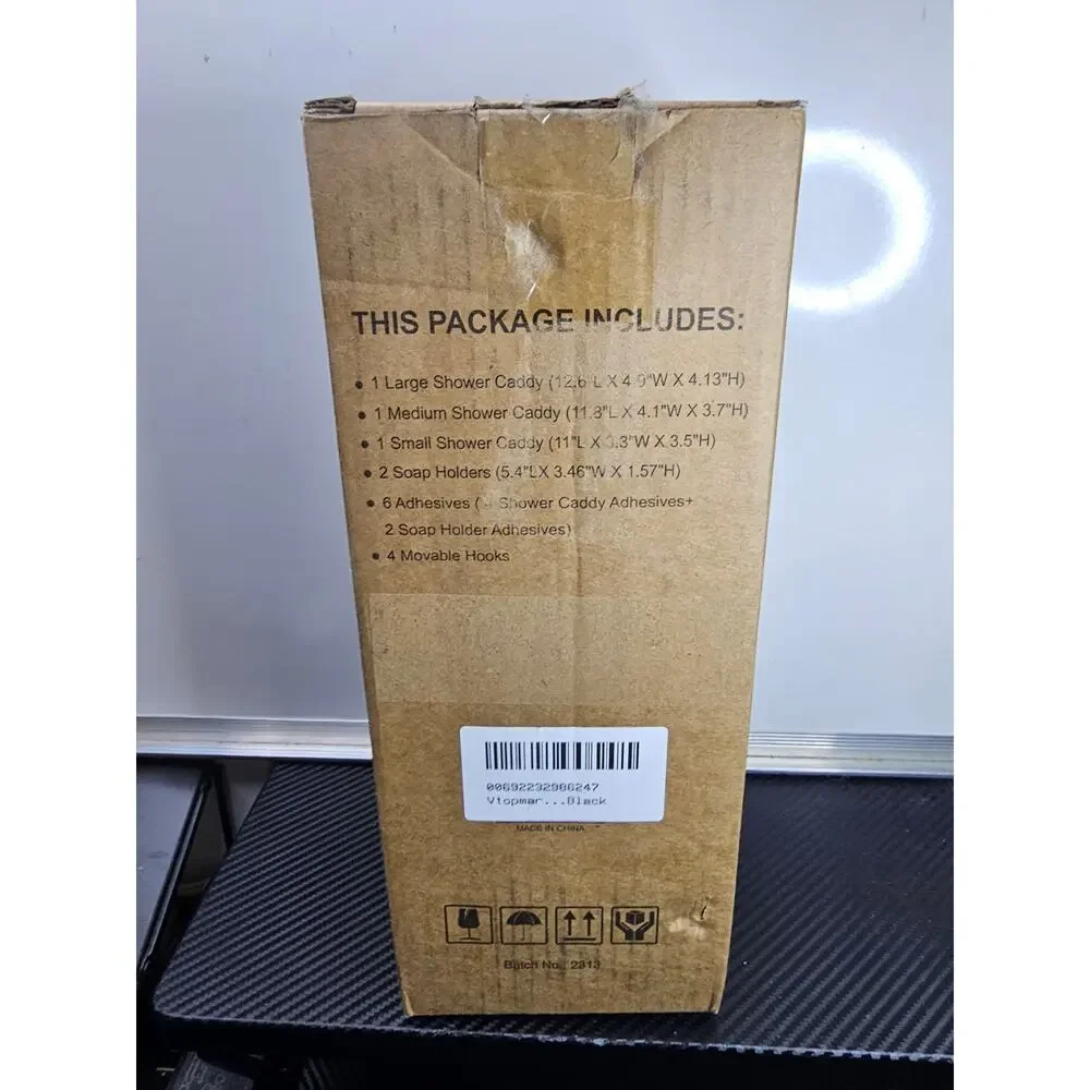 Black wall shower caddy 5 piece set
